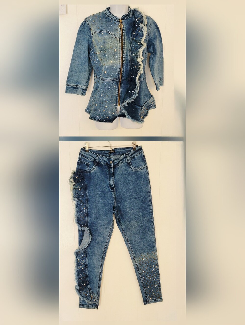 La Busca Embellished Jacket & Pants Set